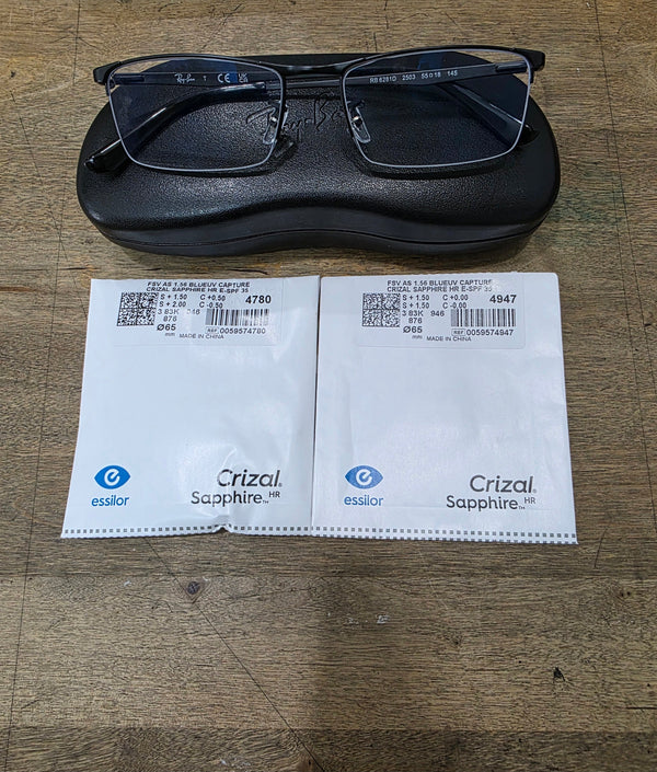 Elevate Your Everyday Look: Ray-Ban 6281D 2503 with Crizal Sapphire HR Blue UV Capture Lenses
